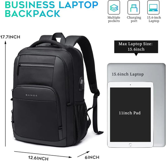 BANGE Waterproof Laptop Backpack with USB Port - 15.6 Inch