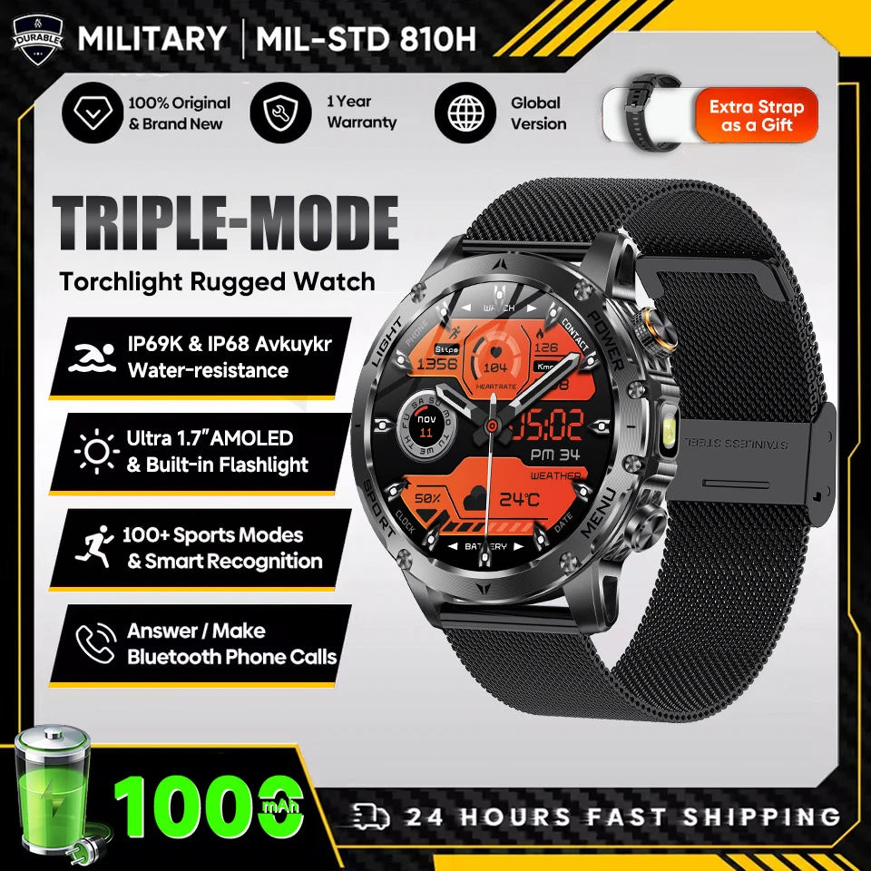 T-Rex 3 Ultra Smartwatch - 1000mAh Battery, 5ATM Waterproof, Heart Rate Monitor