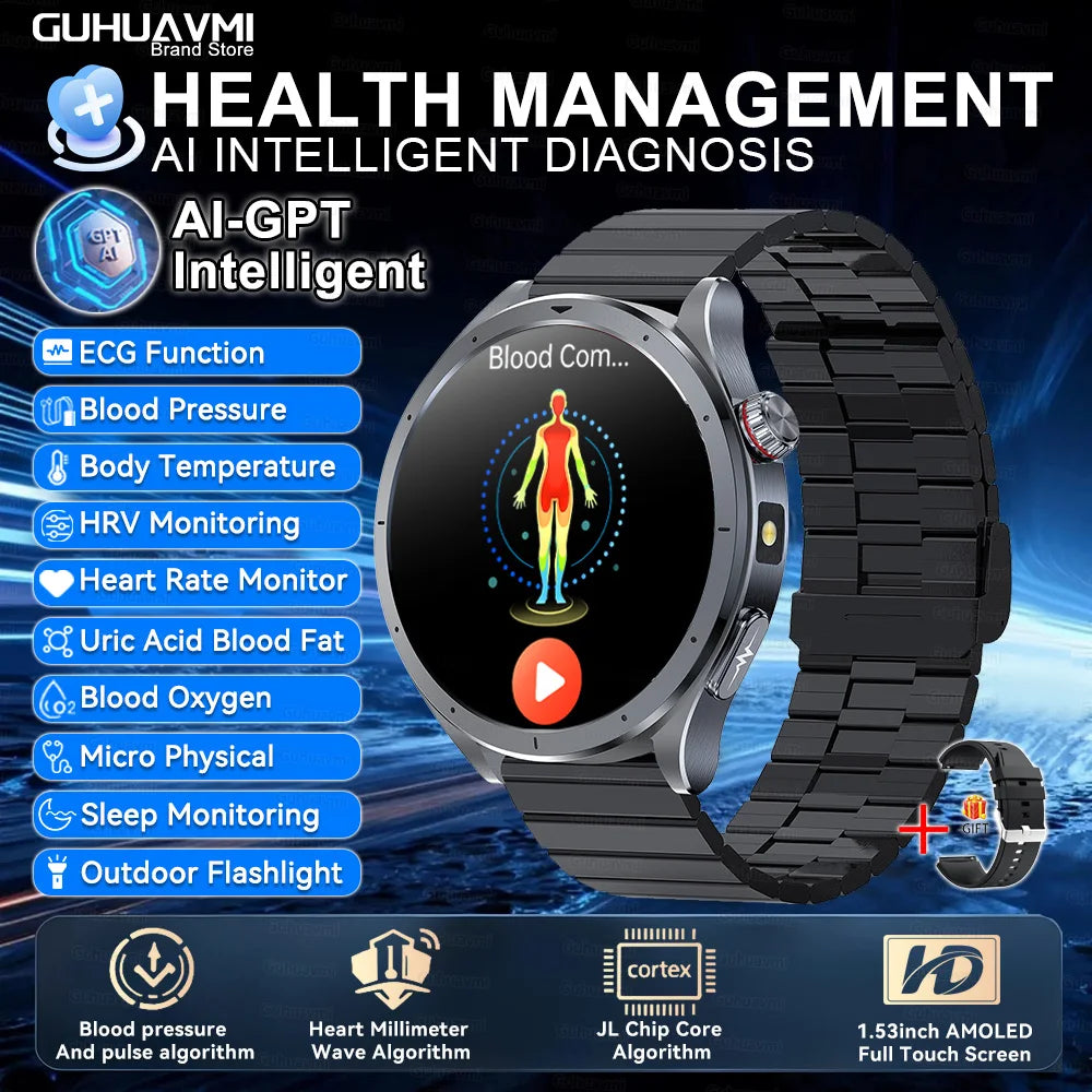 Health Smart Watch - ECG, Blood Pressure, Body Fat Analysis