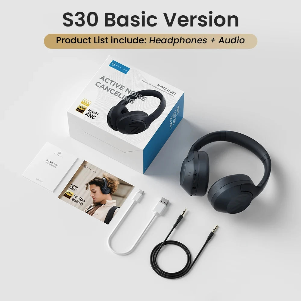 HAYLOU S30 Bluetooth 5.4 Headphones - 43dB ANC, 80H Playtime