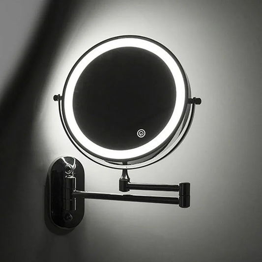 LED Wall Mount Makeup Mirror with Magnification & Dimming
