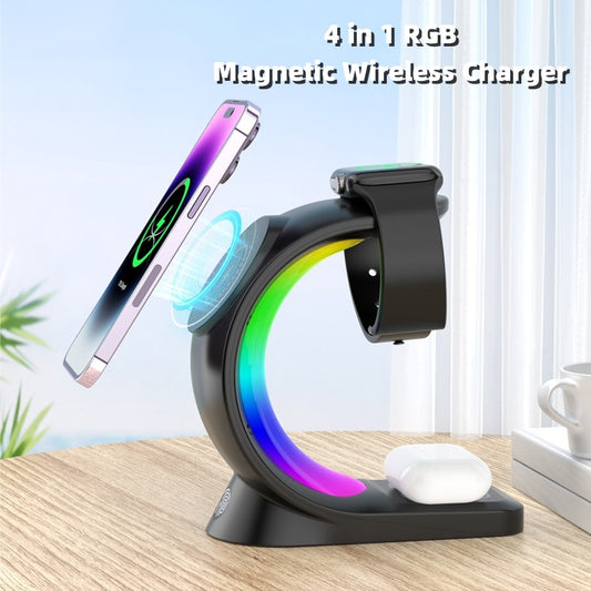 4-in-1 Magnetic Wireless Charger with Atmosphere Light