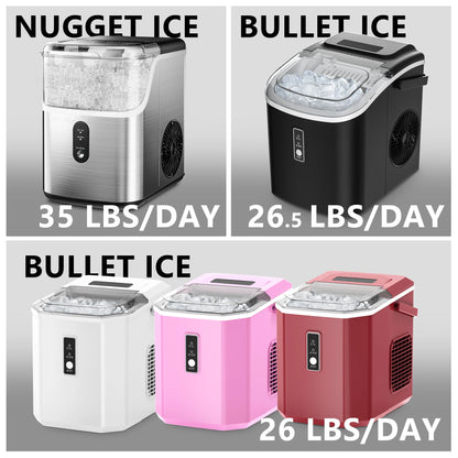 SIMZLIFE Portable Ice Maker Machine 26.5lbs/Day 9 Cubes in 6 Mins with Auto-Cleaning Basket and Scoop for Kitchen Office Party