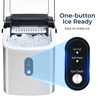 SIMZLIFE Portable Ice Maker Machine 26.5lbs/Day 9 Cubes in 6 Mins with Auto-Cleaning Basket and Scoop for Kitchen Office Party