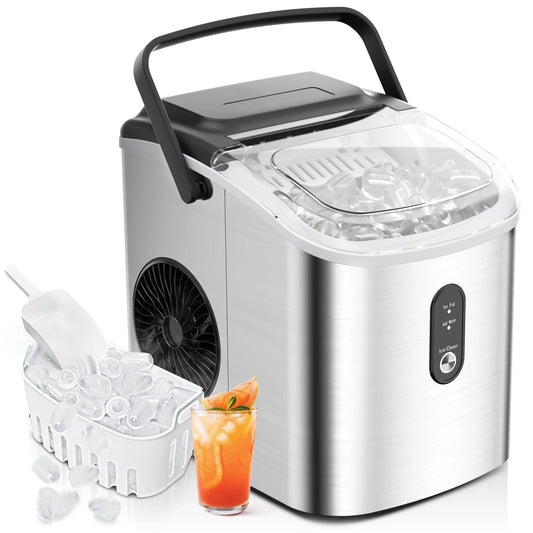 SIMZLIFE Portable Ice Maker Machine 26.5lbs/Day 9 Cubes in 6 Mins with Auto-Cleaning Basket and Scoop for Kitchen Office Party