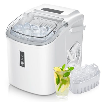SIMZLIFE Portable Ice Maker Machine 26.5lbs/Day 9 Cubes in 6 Mins with Auto-Cleaning Basket and Scoop for Kitchen Office Party