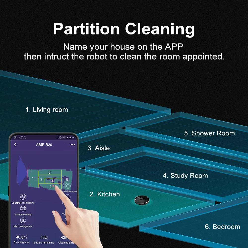 ABIR X8 Robot Vacuum - Laser Navigation Multi-Floor Mapping Zone Cleaning