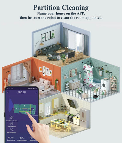 ABIR X8 Robot Vacuum - Laser Navigation Multi-Floor Mapping Zone Cleaning
