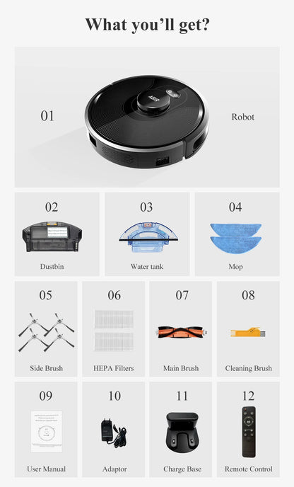 ABIR X8 Robot Vacuum - Laser Navigation Multi-Floor Mapping Zone Cleaning