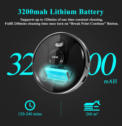 ABIR X8 Robot Vacuum - Laser Navigation Multi-Floor Mapping Zone Cleaning