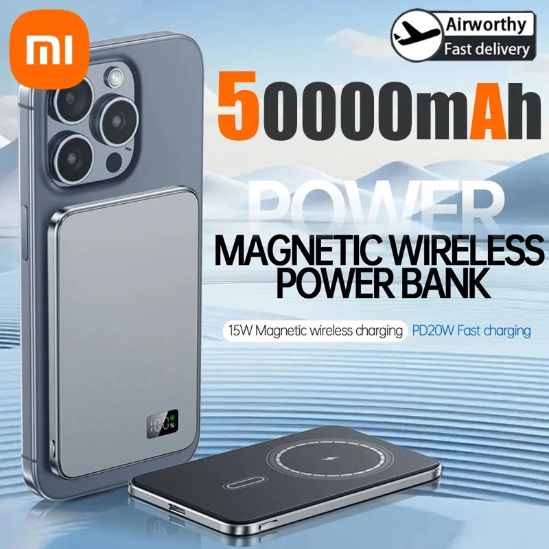Xiaomi 500000mAh Portable Magnetic Wireless Power Bank PD22.5W Fast Charging External Battery for Magsafe For iPhone Samsung