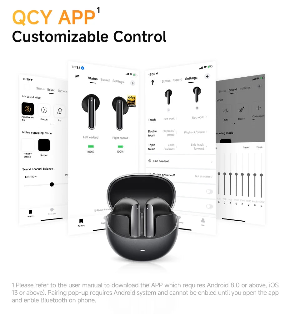 QCY HT10 AilyBuds Pro+ ANC Wireless Earphone Hi-Res Audio with LDAC Bluetooth 5.3 Earbuds 6 Mic AI HD Call Multipoint Connection