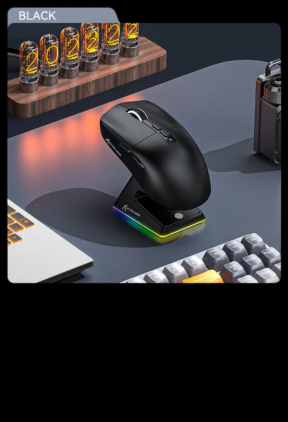 ATTACK SHARK X6 Mouse,PAW3395 Bluetooth Tri-Mode Connection,RGB Touch Magnetic Charging Base,Macro Gaming Mouse