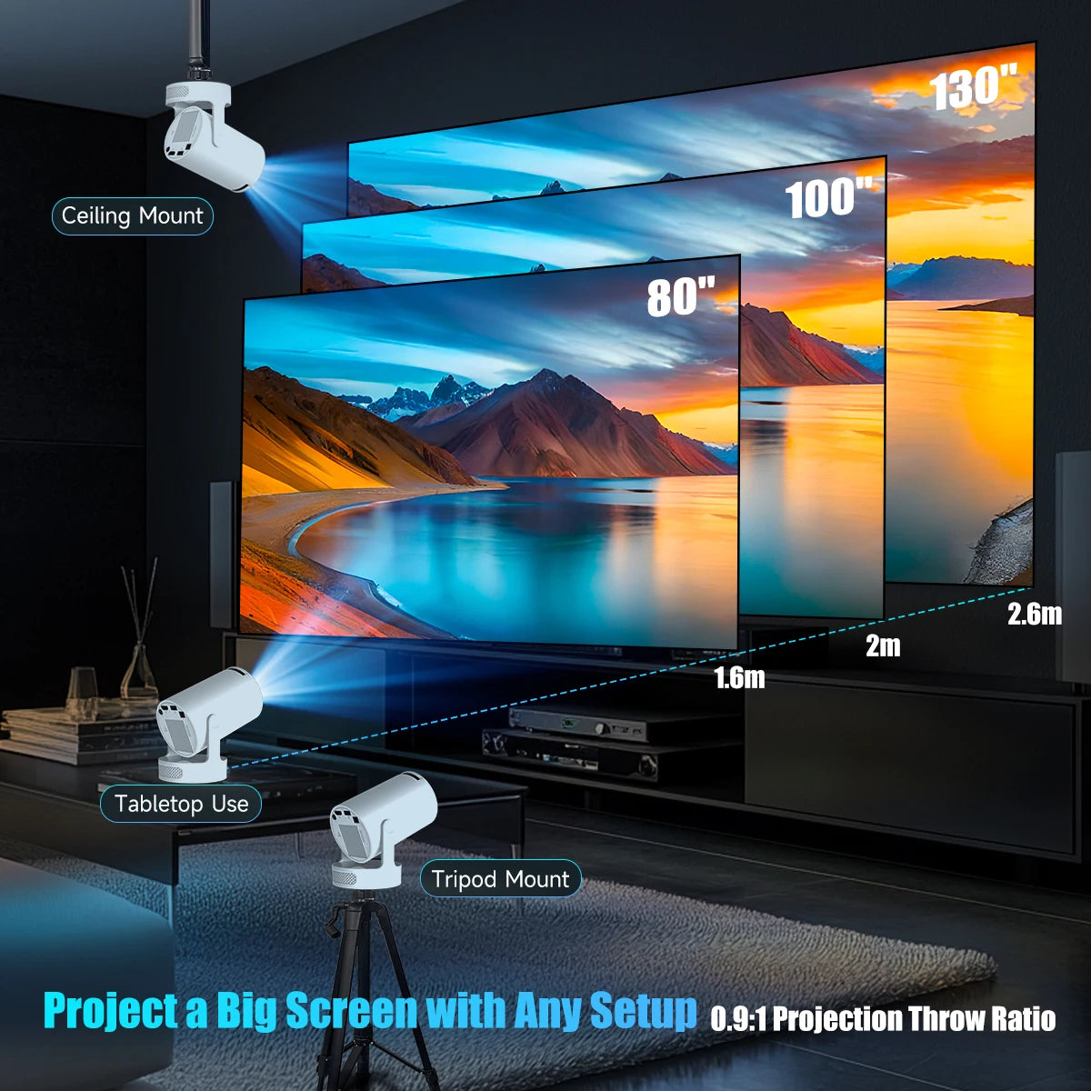 Magcubic HY300 Pro+ 4K Portable Projector - 8000 Lumens WiFi 6