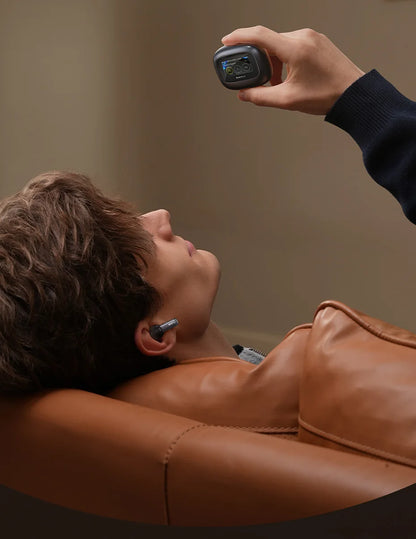 Baseus Bowie M2s Ultra Wireless Earphones Smart Screen 52dB Noise Cancelling Bluetooth 5.4 Headphones 3D Audio Spatial Earbuds