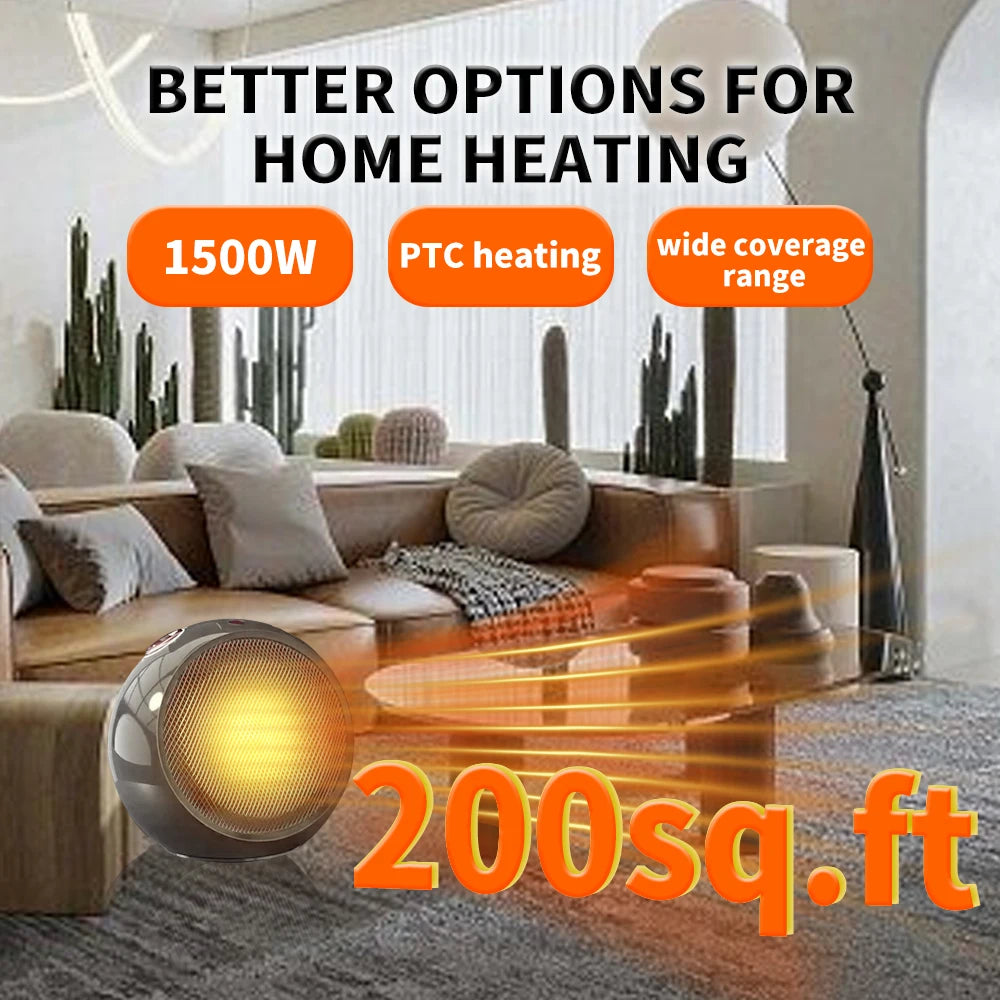 1500W Portable Electric Space Heater - Fast Heating Thermostat Safety Protection