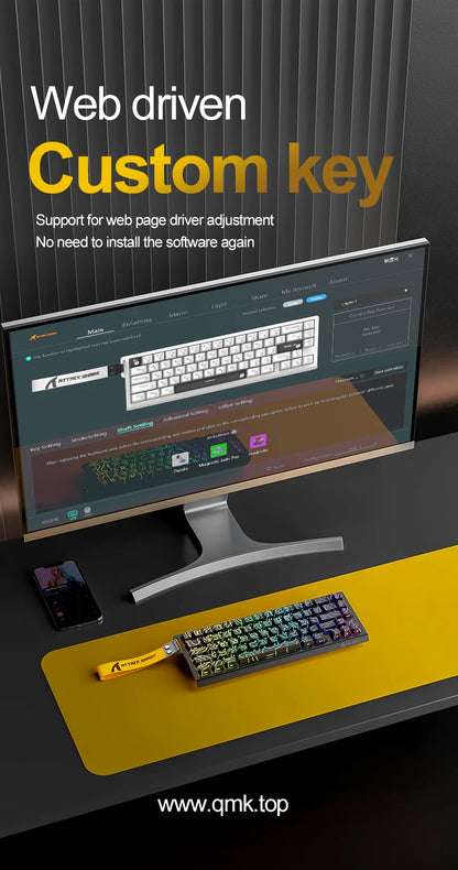 X68HE ATTACK SHARK Magnetic Gaming Keyboard Mechanical Wired for Pro Gaming 0.01mm Rapid Trigg 8000Hz SOCD/Rs 0.125ms 128K Rate