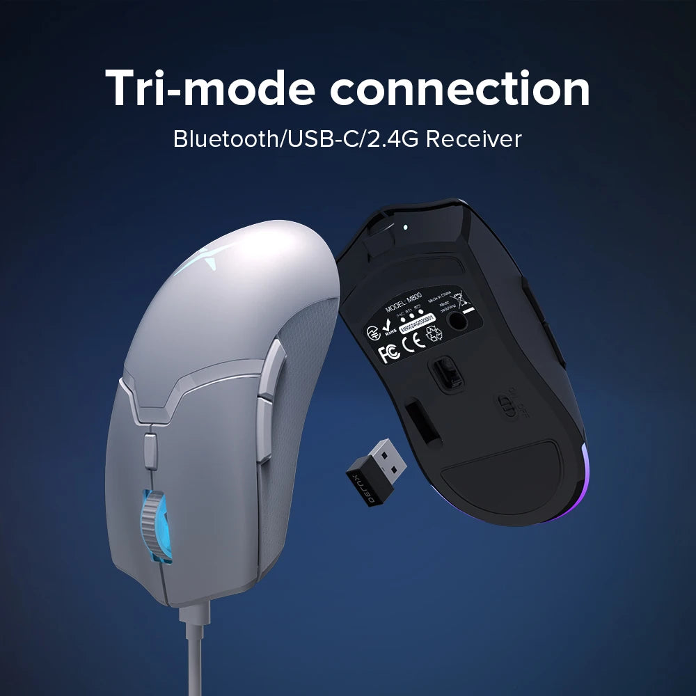 Delux M800PRO PAW3395 Wireless Gaming Mouse RGB light 26000DPI Wired Programmable Rechargeable Mice for PC Laptop Gamer