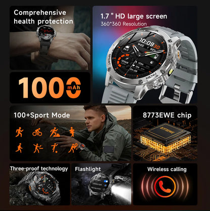 T-Rex 3 Ultra Smartwatch - 1000mAh Battery, 5ATM Waterproof, Heart Rate Monitor