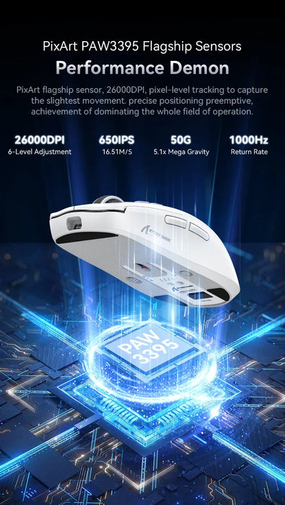 Attack Shark X6 Wireless Ergonomic Gaming Mouse Adjustable DPI Wired 2.4G/Bluetooth High Precision Rechargeable Mice