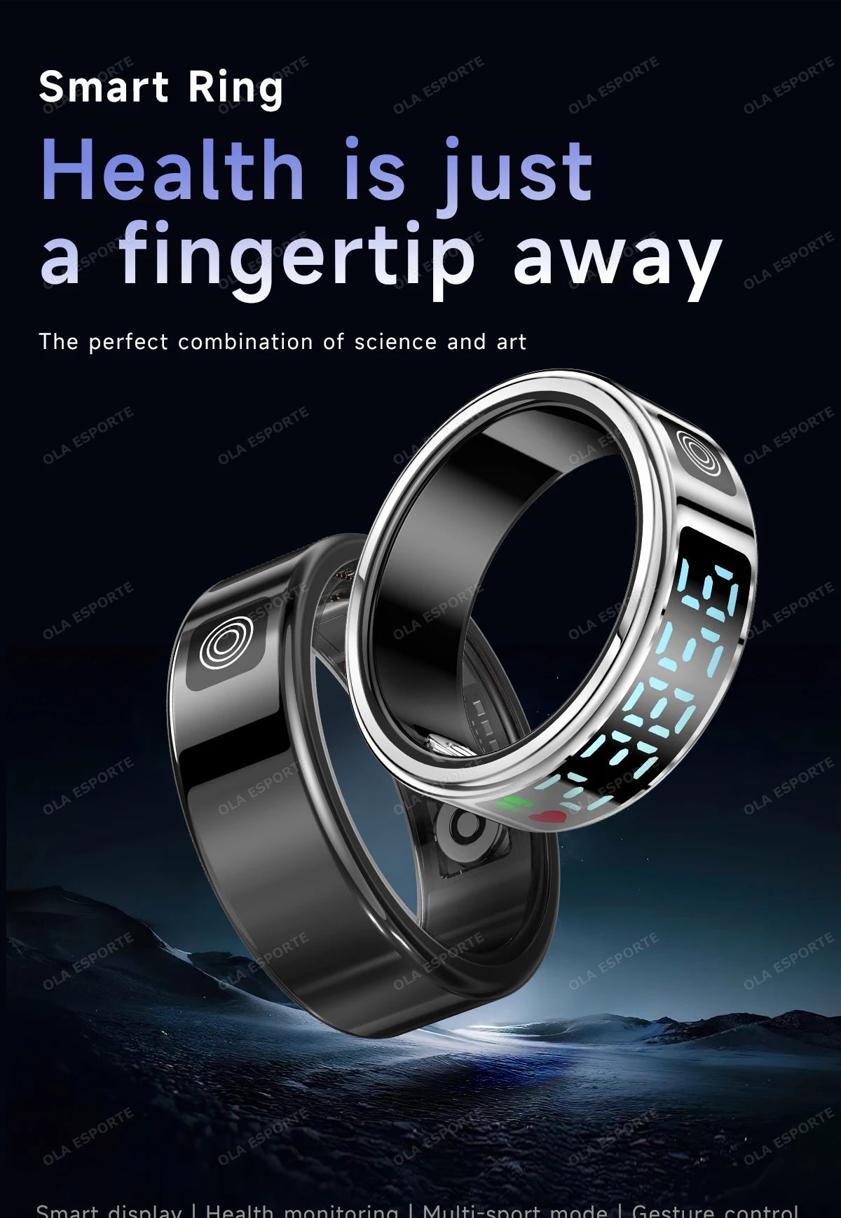 R12 Smart Ring - Display Screen, Wireless Charging, Health Tracker, Waterproof