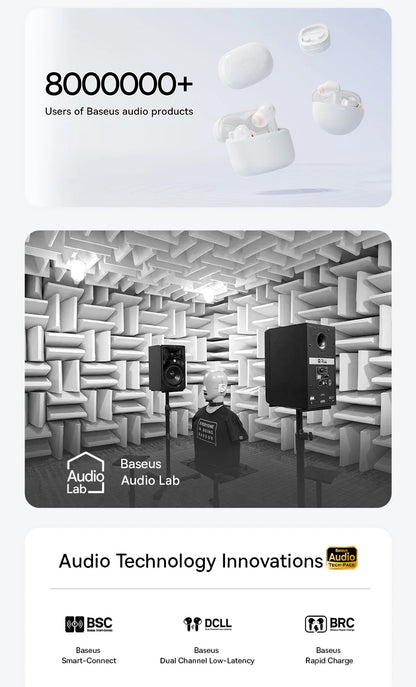 Baseus EP10 Pro ANC Earbuds Wireless Bluetooth 6.0 Earphones 50dB Realtime Adaptive Headphones 6 Mic Hi-Res LDAC IP55  Ear buds