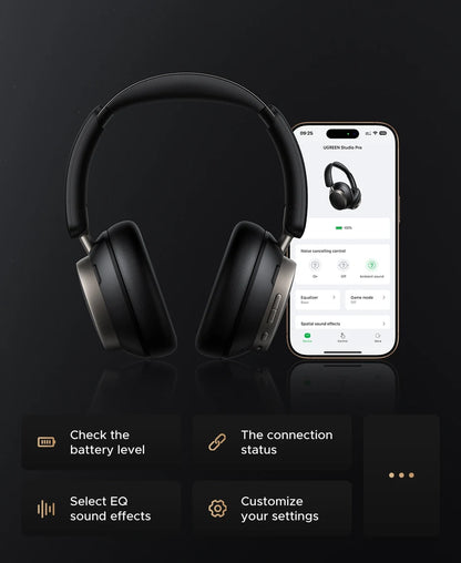 UGREEN Studio Pro 48dB ANC Wireless Headphones Over Ear Bluetooth Earphones Active Noise Cancellation Hi-Res LDAC 120h Playtime