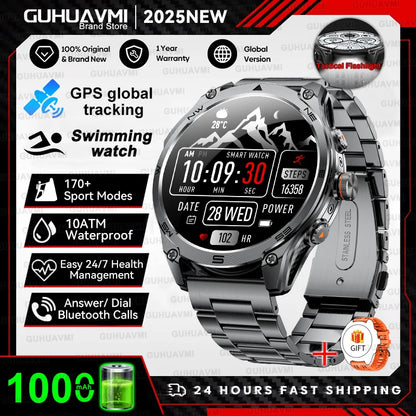 Military GPS Smartwatch - Dual-Band GNSS, 10ATM, Compass, Altimeter