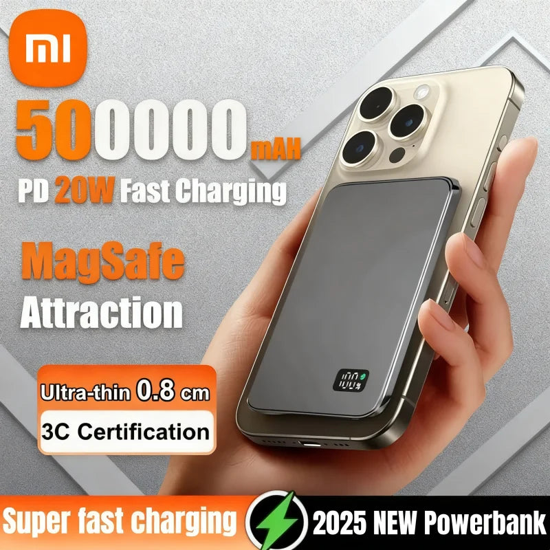 Xiaomi 500000mAh Portable Magnetic Wireless Power Bank PD22.5W Fast Charging External Battery for Magsafe For iPhone Samsung