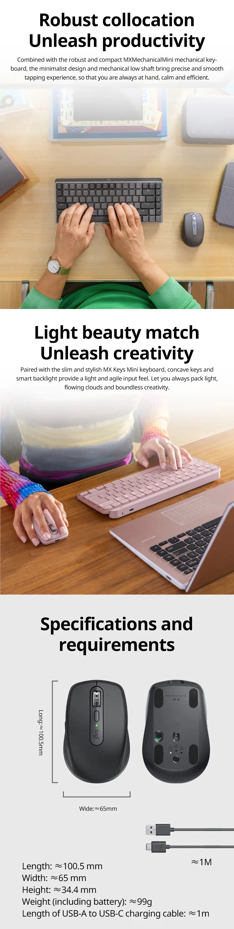 Logitech Master MX Anywhere 3S Office Silent Mouse Wireless Bluetooth 8K DPI,Magspeed Rapid Roller,Fast Charge Long Battery Life