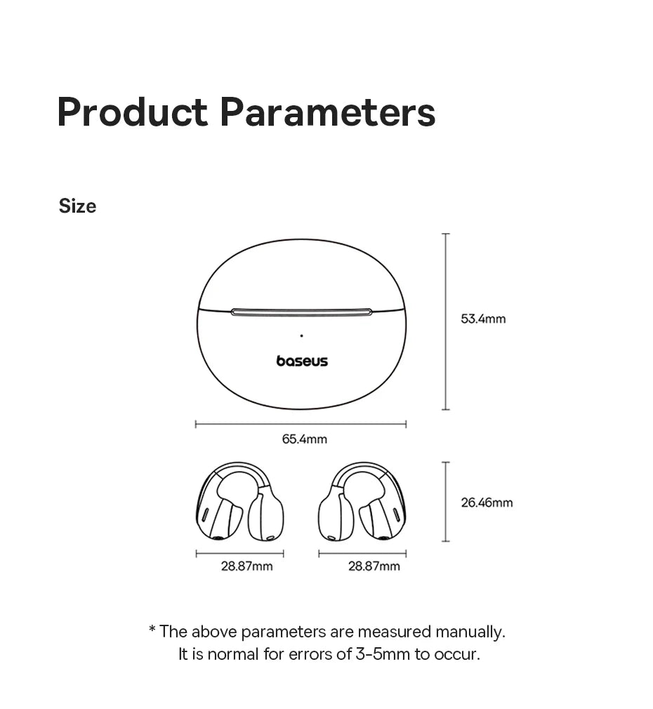 Baseus MC1 Pro Ear Clip Wireless Earphones Bluetooth 6.0 Hi-Res Ultra Open Earbuds earrings 4-Mic ENC Clip on ear buds Headphone