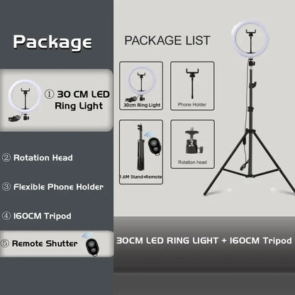 2" LED Ring Light with Tripod & Remote for TikTok & Video