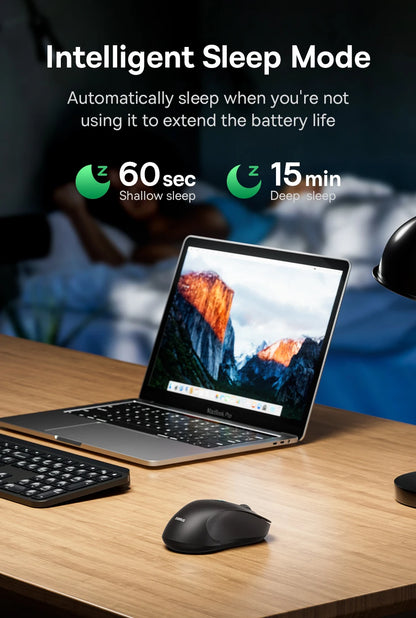 Baseus F02 Wireless Mouse Bluetooth 5.2 2.4G 4000DPI Ergonomic 7 Mute Buttons Mice for iPad MacBook Tablet Laptop Computer Mouse