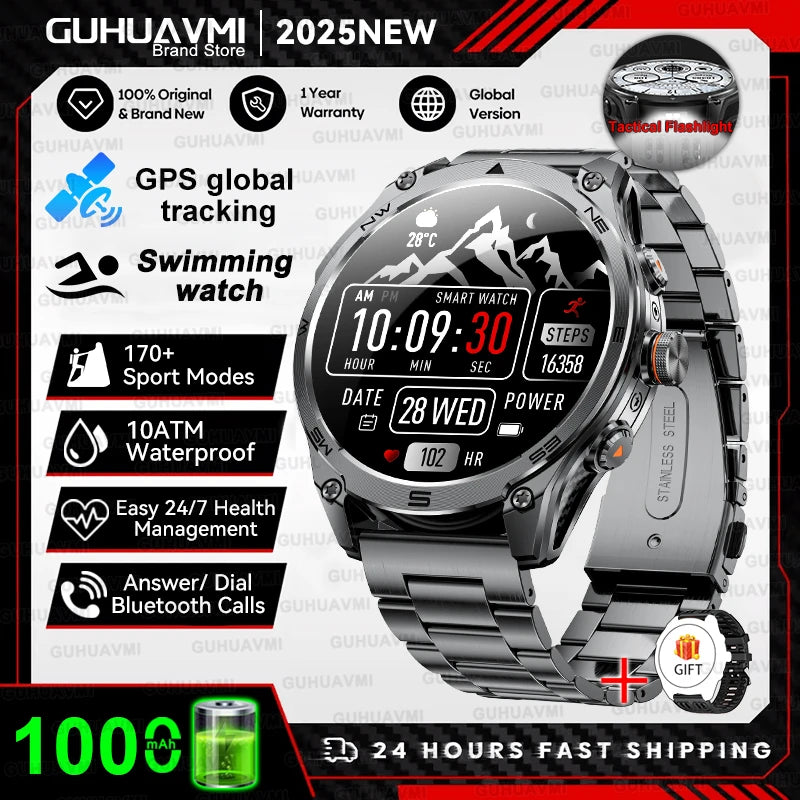 Military GPS Smartwatch - Dual-Band GNSS, 10ATM, Compass, Altimeter