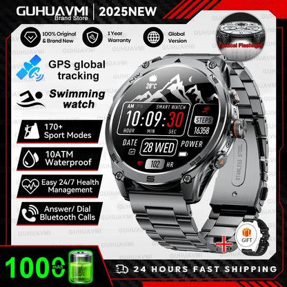 Military GPS Smartwatch - Dual-Band GNSS, 10ATM, Compass, Altimeter