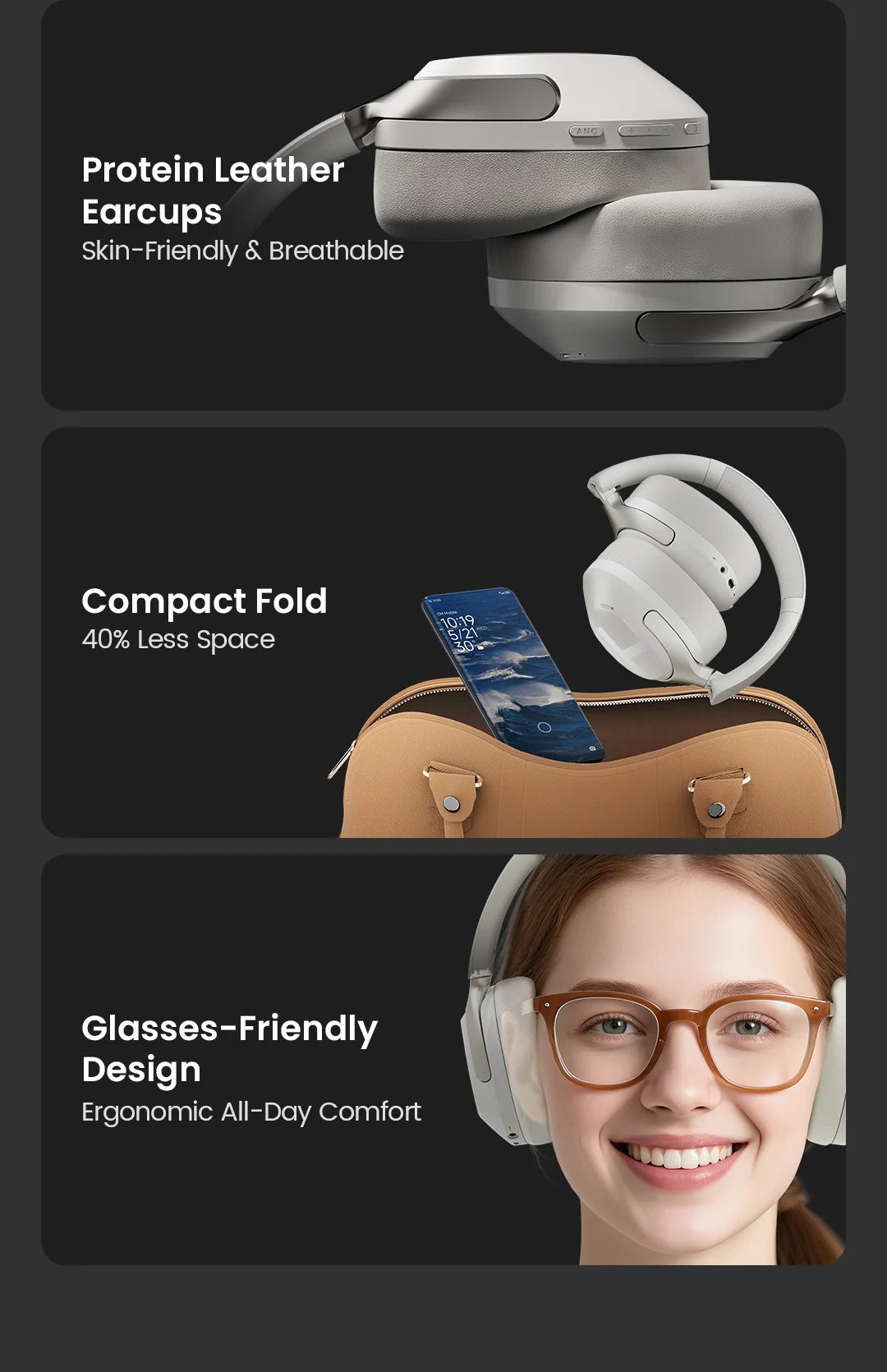 HAYLOU S40 ANC Headphones - 50dB Noise Canceling, Hi-Res Audio, Bluetooth 6.0