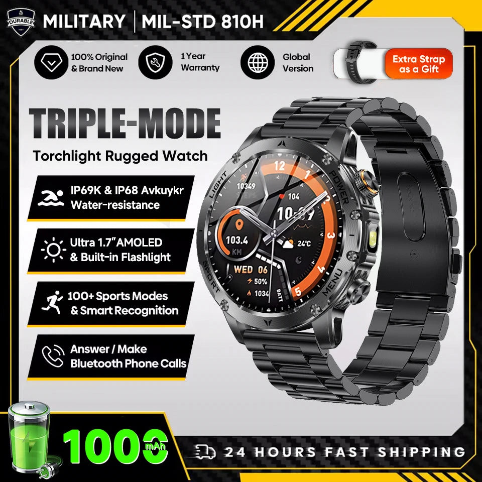 T-Rex 3 Ultra Smartwatch - 1000mAh Battery, 5ATM Waterproof, Heart Rate Monitor