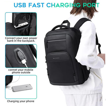 BANGE Waterproof Laptop Backpack with USB Port - 15.6 Inch