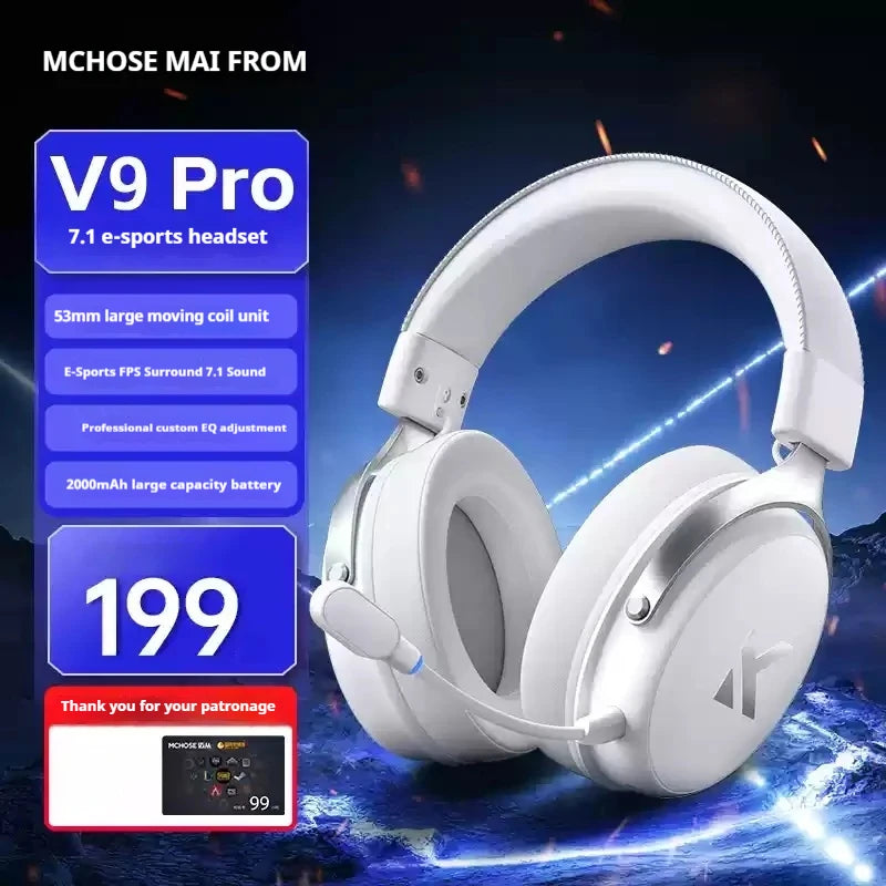 MCHOSE V9 pro Wireless Bluetooth Headset with Three Mode Microphone Noise Reduction Dynamic Sound Low Delay Office And Gaming
