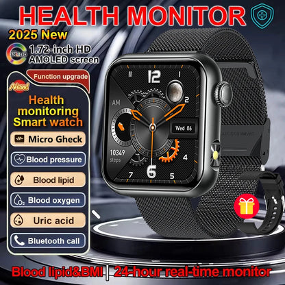 AI Smart Watch - HRV+PPG Blood Pressure Monitor, IP68 Waterproof