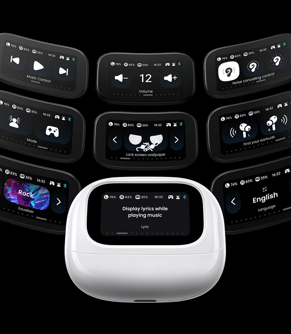 UGREEN ClipBuds Magic LCD Screen TWS Earphones - 52dB ANC Bluetooth Earbuds