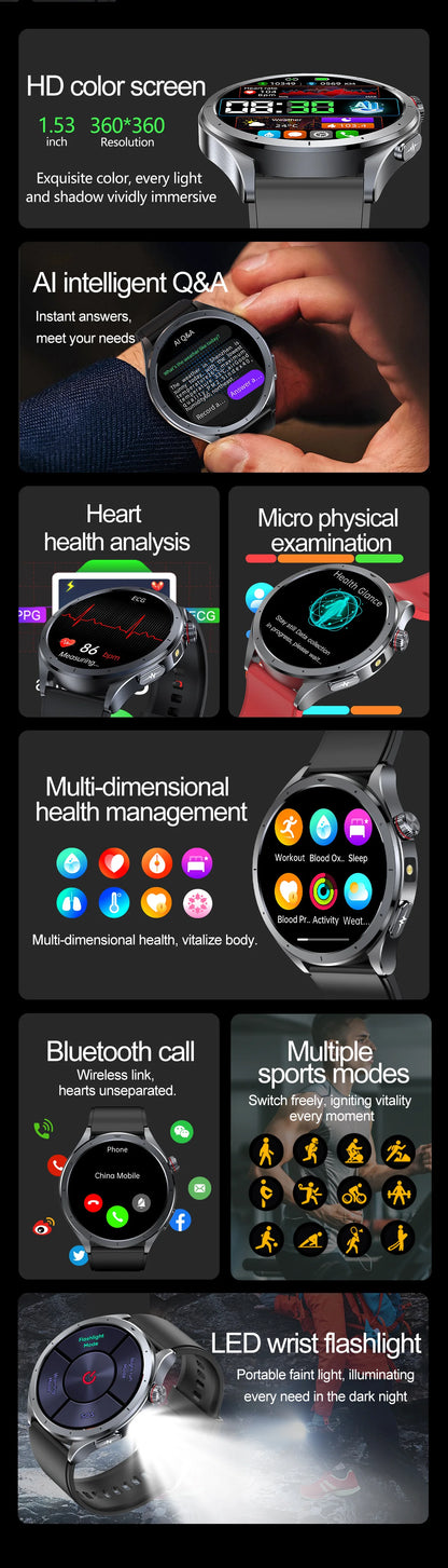 Health Smart Watch - ECG, Blood Pressure, Body Fat Analysis