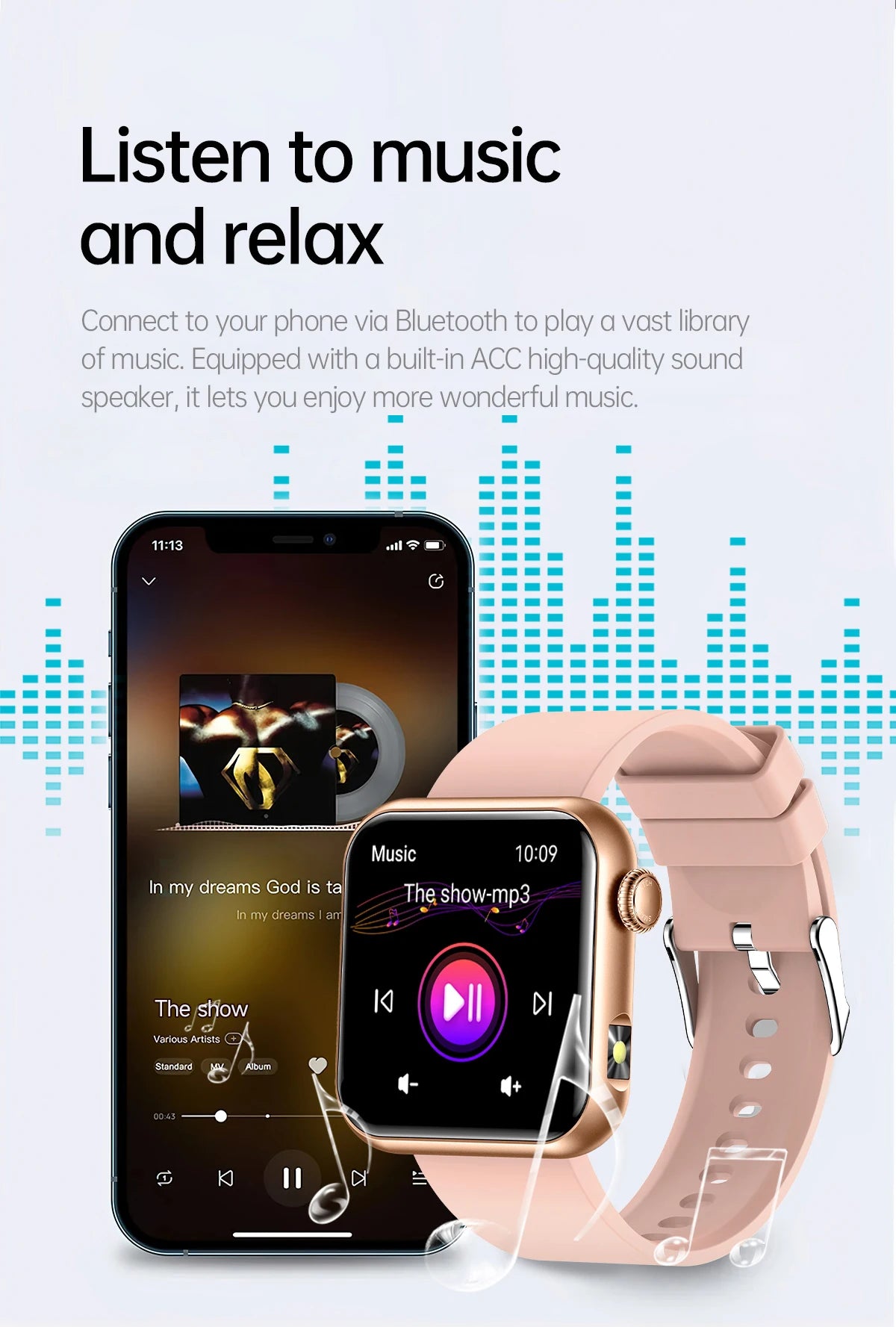 AI Smart Watch - HRV+PPG Blood Pressure Monitor, IP68 Waterproof