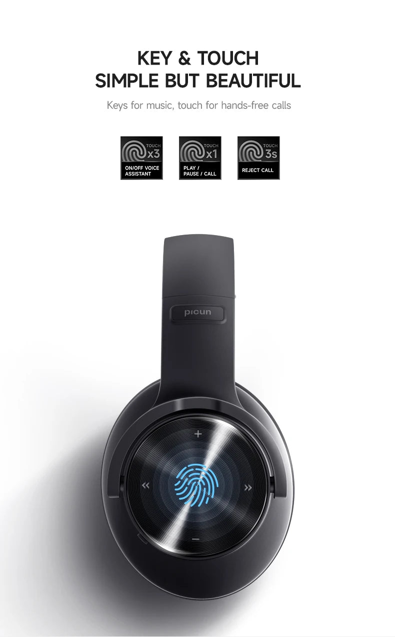 Picun B8 Bluetooth Headphones - 120H Playtime Over-Ear Wireless Headset
