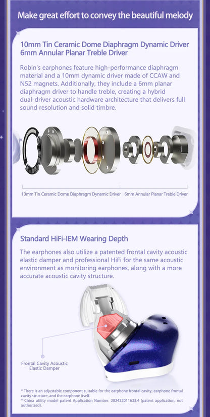 MOONDROP ROBIN TWS Earphones - Hybrid Planar Driver ANC Bluetooth Earbuds