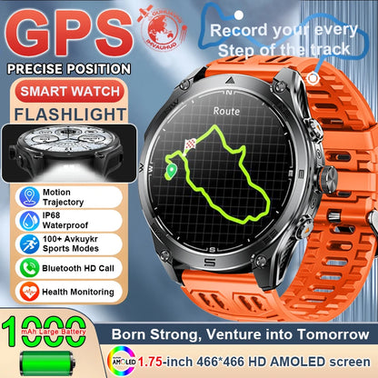 Men's GPS Smartwatch - 1.75" AMOLED, 10ATM, 1000mAh Battery