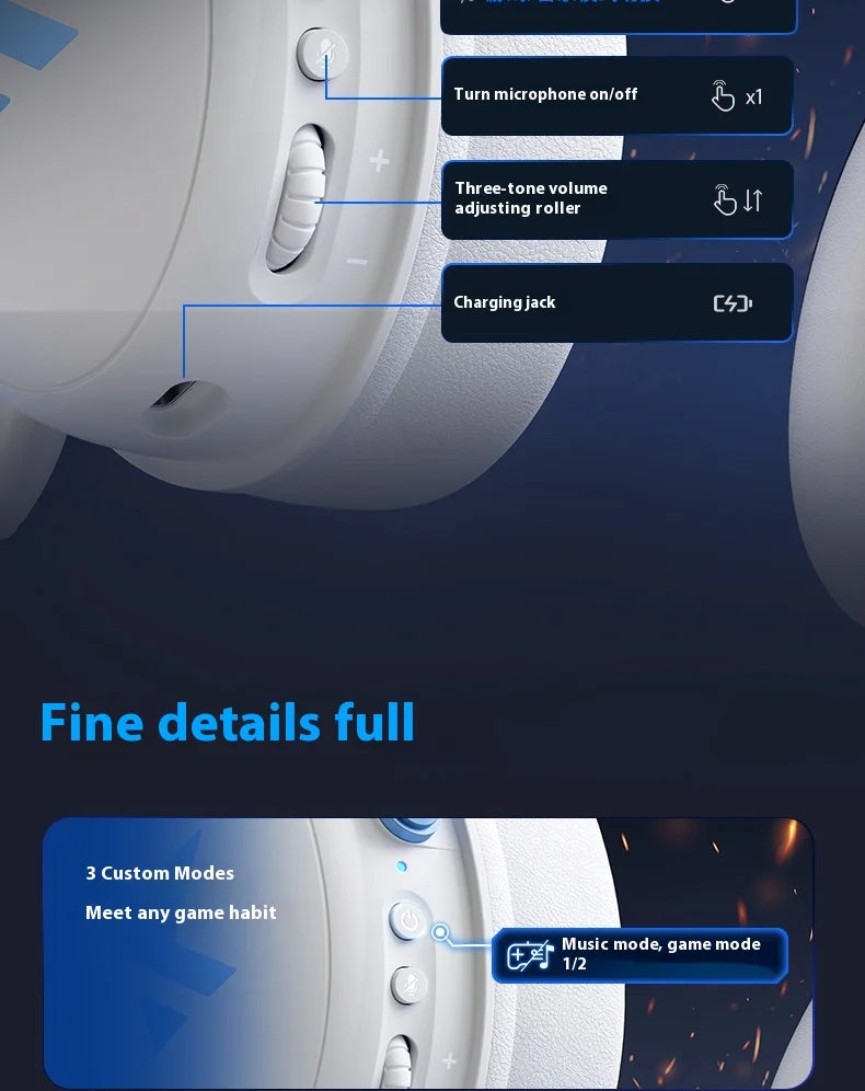 MCHOSE V9 pro Wireless Bluetooth Headset with Three Mode Microphone Noise Reduction Dynamic Sound Low Delay Office And Gaming