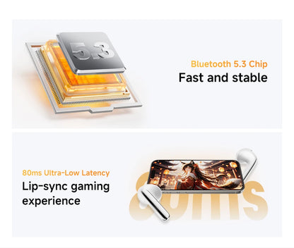 QCY HT10 AilyBuds Pro+ ANC Wireless Earphone Hi-Res Audio with LDAC Bluetooth 5.3 Earbuds 6 Mic AI HD Call Multipoint Connection