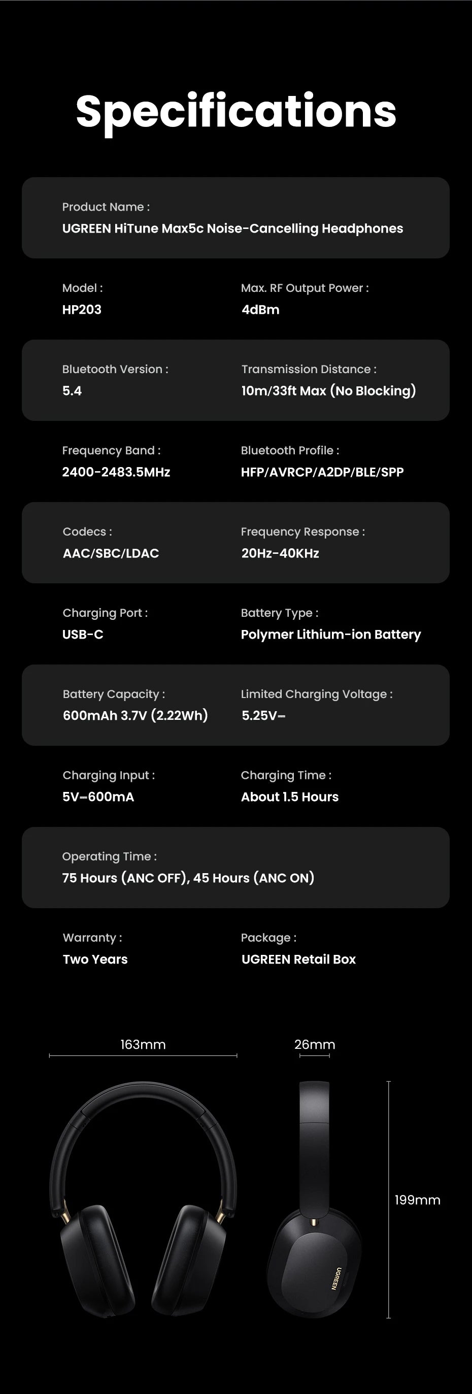 UGREEN Max5c ANC Wireless Headphones