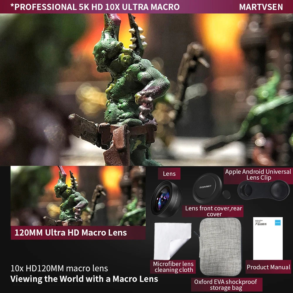 MARTVSEN 120MM 10x Macro Lens for iPhone & Android